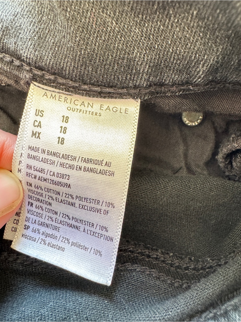 American Eagle Outfitters Black High-Rise Button-Front Jean Shorts, stretch 18 - Picture 10 of 10
